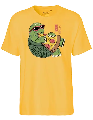 Pizza Turtle - pizza, turtle, schildkröte, ninja - Fairtrade T-Shirt