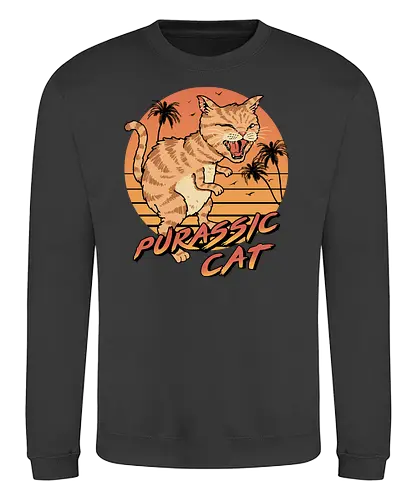 Purassic Cat - dino, cat, katze, purr, jurassic - Sweatshirt