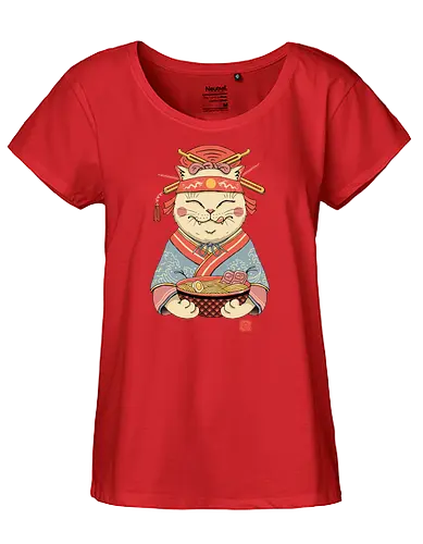 Geisha Neko Ramen - neko, katze, cat, ramen, soup, japan, geisha - Fairtrade Girl Shirt