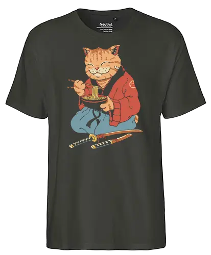 Cat Ramen - cat, katze, samurai, ramen, katana - Fairtrade T-Shirt