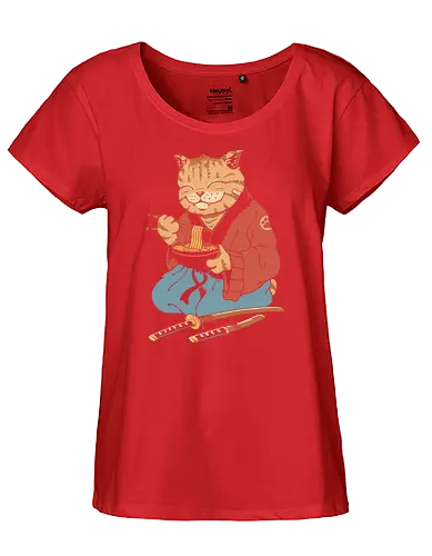 Cat Ramen - cat, katze, samurai, ramen, katana - Fairtrade Girl Shirt