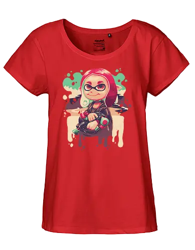 Inkling Lisa - splash, mona lisa, art, ink, shooter - Fairtrade Girl Shirt