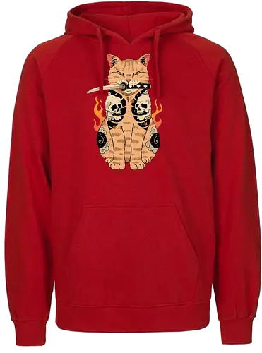 Catana Skull - cat, katze, skull, tattoo, japan, neko - Fairtrade Hoodie
