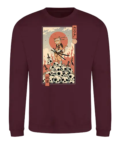 Catana Assassin - cat, katze, ninja, samurai, skull, schädel - Sweatshirt