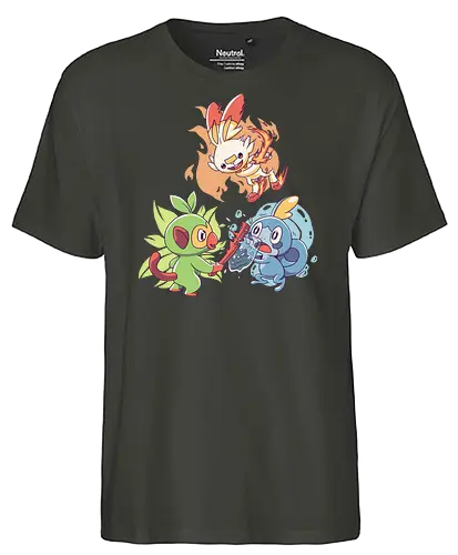 Starters - pocket, monster, sword, shield, cute - Fairtrade T-Shirt