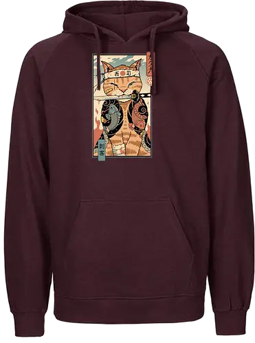 Catana Portrait - samurai, cat, katze, catana - Fairtrade Hoodie