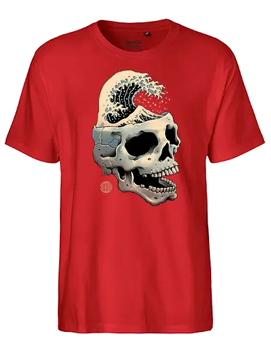 Skull Wave - skull, wave, schädel, great wave - Fairtrade T-Shirt