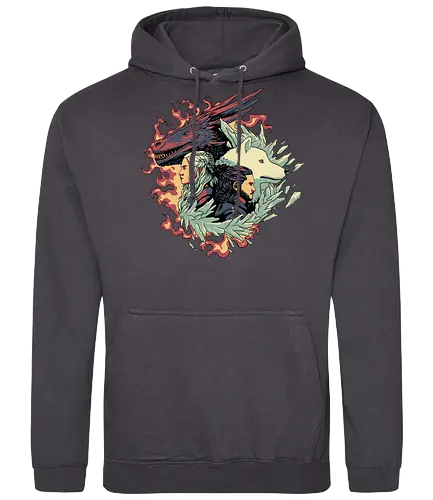 Ice and Fire - lied, eis, feuer, ice, fire, game, wolf, dragon, drache, throConsole - Standard Hoodie