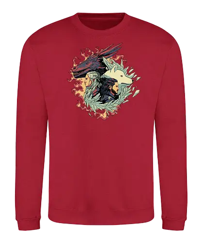 Ice and Fire - lied, eis, feuer, ice, fire, game, wolf, dragon, drache, throConsole - Sweatshirt