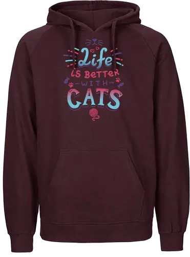 Life is better with Cats - cat, katze, haustier, pet, meow - Fairtrade Hoodie