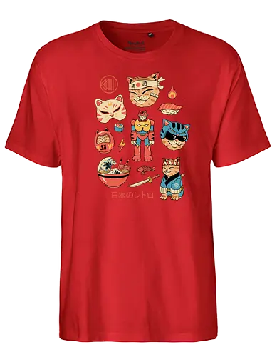 Japanese Retro - japan, retro, neko, katze, gundam - Fairtrade T-Shirt