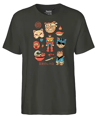 Japanese Retro - japan, retro, neko, katze, gundam - Fairtrade T-Shirt