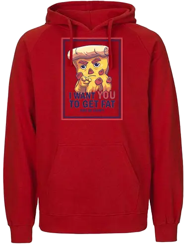 Uncle Pizza - uncle sam, pizza, america, i want you, get fat, be happy - Fairtrade Hoodie