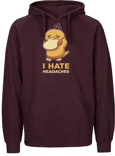 I hate Hdaches - pocket, monster, Kopfweh, duck, pain - Fairtrade Hoodie