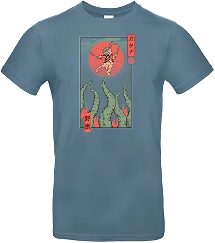 Catana Taming the Beast - cat, katana, neko, japan, kaiju, beast - Standard T-Shirt