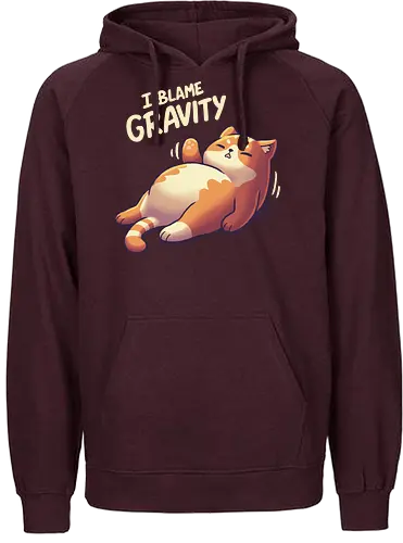 Gravity - Schwerkraft, cat, katze, Chubby, nap, chill - Fairtrade Hoodie