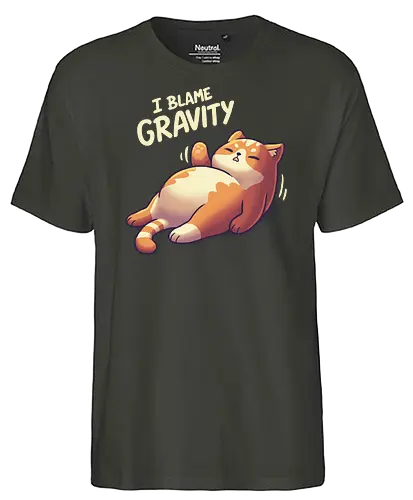 Gravity - Schwerkraft, cat, katze, Chubby, nap, chill - Fairtrade T-Shirt