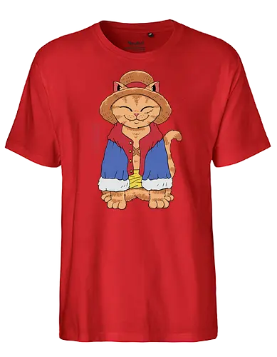 Straw Hat Cat - Strohhut, katze, cat, anime, manga - Fairtrade T-Shirt