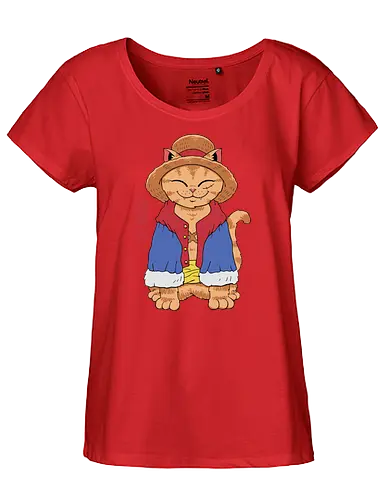 Straw Hat Cat - Strohhut, katze, cat, anime, manga - Fairtrade Girl Shirt