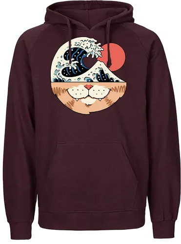 Great Neko Wave - cat, katze, neko, wave, grt wave - Fairtrade Hoodie