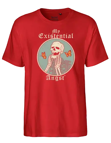 Existential Angst - angst, skeleton, skelett - Fairtrade T-Shirt