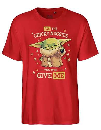 Chicky Nuggies Force Master - space opera, scifi, alien, baby, child, Chicken nuggets - Fairtrade T-Shirt
