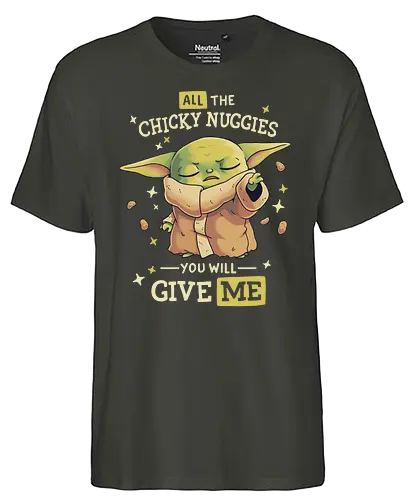 Chicky Nuggies Force Master - space opera, scifi, alien, baby, child, Chicken nuggets - Fairtrade T-Shirt