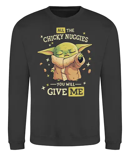 Chicky Nuggies Force Master - space opera, scifi, alien, baby, child, Chicken nuggets - Sweatshirt