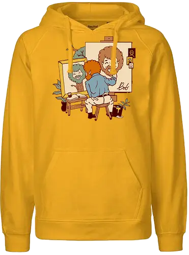 Happy Triple Portrait - bob, ross, happy little accident, art - Fairtrade Hoodie