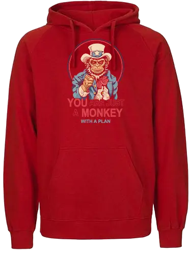 Monkey with a Plan - monkey, uncle sam - Fairtrade Hoodie