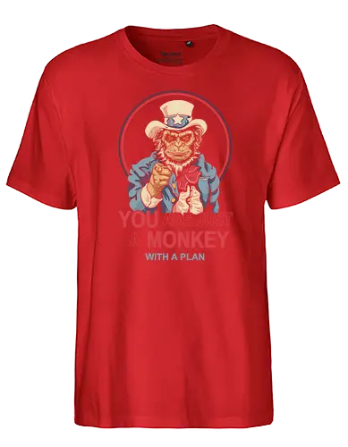 Monkey with a Plan - monkey, uncle sam - Fairtrade T-Shirt
