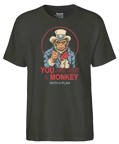 Monkey with a Plan - monkey, uncle sam - Fairtrade T-Shirt