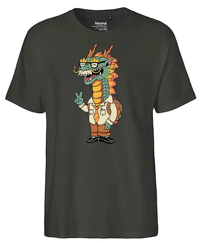 Green Dragon - dragon, drache, yr of dragon, lunar new yr - Fairtrade T-Shirt