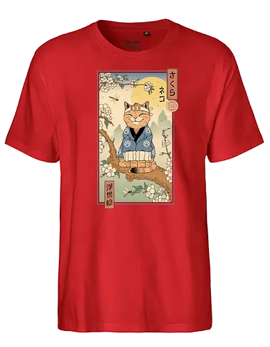 Meowster in Sakura Branch - sakura, cat, katze - Fairtrade T-Shirt