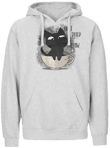 Coffee! Black! Now! - cat, katze, neko, coffee, kaffee, fun, cute, niedlich - Fairtrade Hoodie