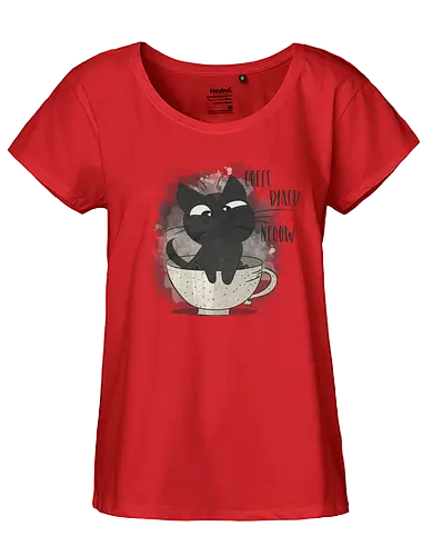 Coffee! Black! Now! - cat, katze, neko, coffee, kaffee, fun, cute, niedlich - Fairtrade Girl Shirt