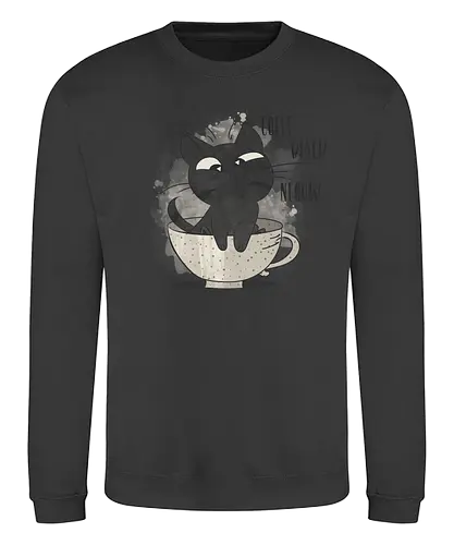 Coffee! Black! Now! - cat, katze, neko, coffee, kaffee, fun, cute, niedlich - Sweatshirt