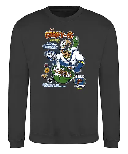 GroovyOs Cereal - jump'n'run, retrogames, rthworm jim - Sweatshirt
