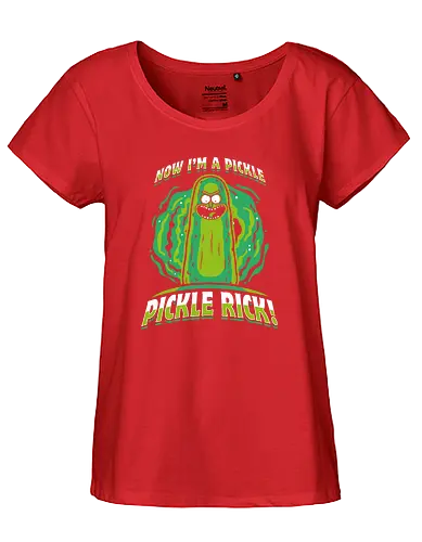 Now I'm A Pickle - picklerick, rick, morty, adult swim, olipop, adult, cartoon, trickfilm - Fairtrade Girl Shirt