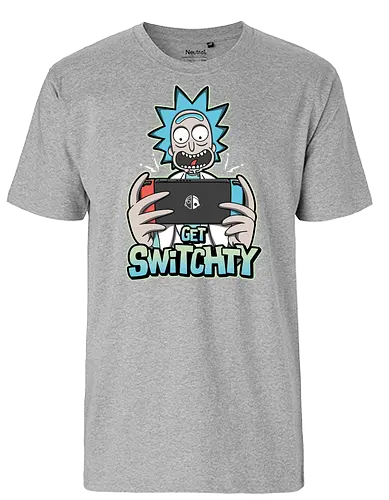 Get Switchy - rick, morty, switch, schwifty, adult swim, mashup, gaming, console - Fairtrade T-Shirt