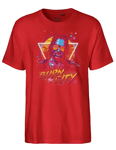 Burn the City - punk, gaming, sci fi, cyber, rpg, rollenspiel, meme, knu - Fairtrade T-Shirt