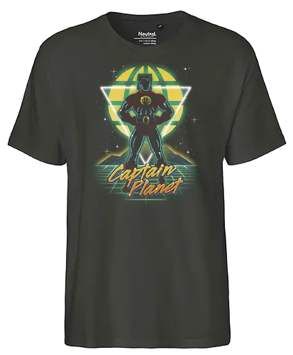 Retro Earth Defender - captain, planet, scifi, superhero - Fairtrade T-Shirt