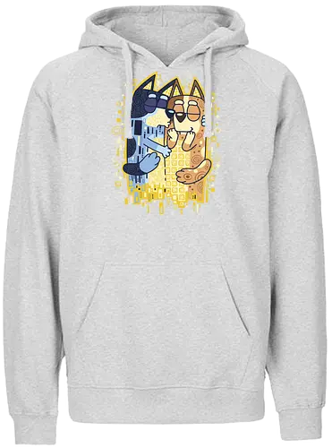 The Heelers Kiss - blue, dog, cartoon, art, mashup - Fairtrade Hoodie