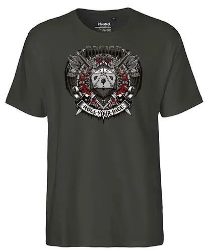 Roll your Dice - rpg, dice, pen and paper, gamer, gaming, dungeons, dragons - Fairtrade T-Shirt
