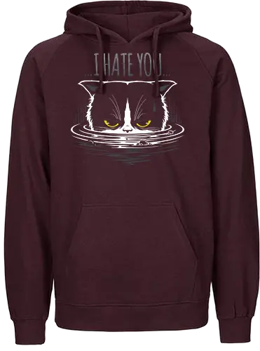I Hate You - cat, grumpy cat, fun, katze, neko, bath, bathing cat, katze baden - Fairtrade Hoodie