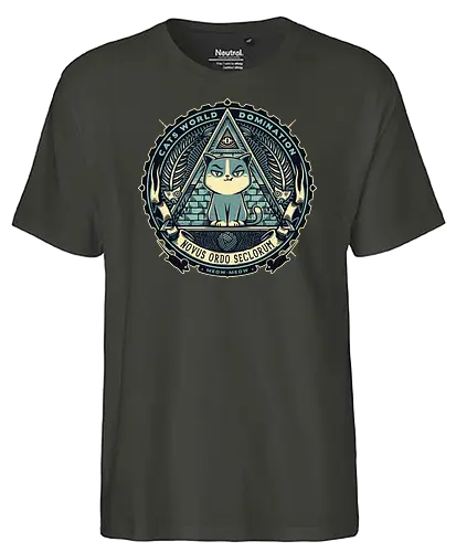 Illumeownati - illuminati, katze, verschwörung, geheimbund, weltherrschaft, cat - Fairtrade T-Shirt