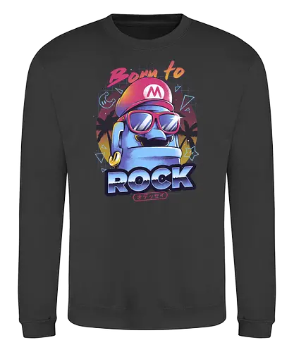 Born to rock - gaming, ilustrata, video game, mario, retro, games, classic - Sweatshirt