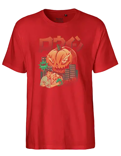 The Killer Pumpkin - halloween, ilustrata, jack-o-lantern, kaiju, pumpkin - Fairtrade T-Shirt