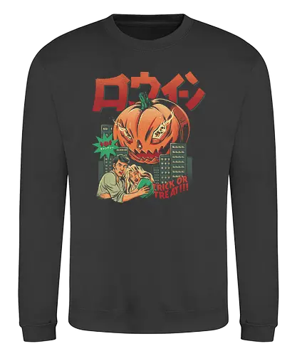 The Killer Pumpkin - halloween, ilustrata, jack-o-lantern, kaiju, pumpkin - Sweatshirt
