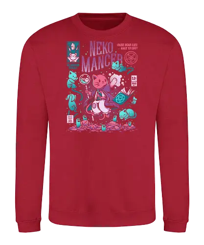 Nekomancer - cat, horror, ilustrata, necromancer, wizard - Sweatshirt